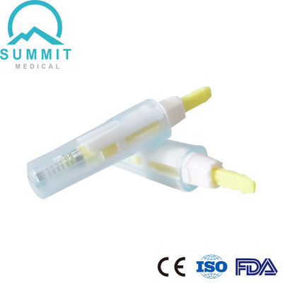 قناة أمان لمرة واحدة مع آلية طعنة تلقائية 26G 1.8mm الأصفر